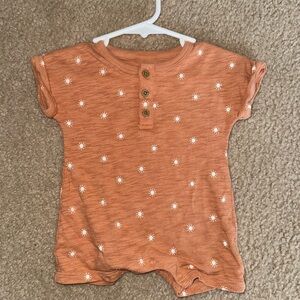 Orange Baby Romper with White Sun Pattern Newborn